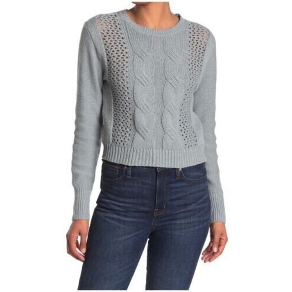 Abound Women's Crew Neck Long Sleeve Cable‎ Knit Sweater In Green Shore XL